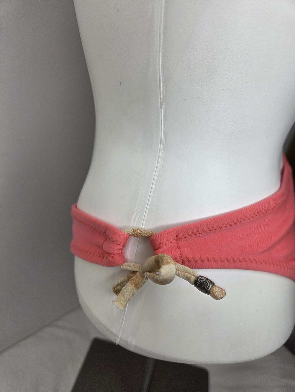 Ranji Ya Manji Size 2 (Small) Coral Pink Triangle Bikini with Acrylic Ring - Picture 7 of 15